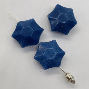 3 Carved Dumortierite 6-Point Star Beads 9245Du