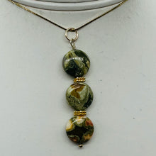 Load image into Gallery viewer, Raintree Rhyolite Jasper 14KGF Dangle Pendant | 2&quot; Long | Green, Pink |
