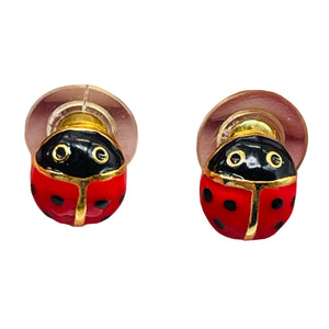 Fashion Lady Bug Oval Post Earrings | 7/8" | Red Black | 1 Pair |