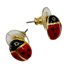 Load image into Gallery viewer, Fashion Lady Bug Oval Post Earrings | 7/8&quot; | Red Black | 1 Pair |
