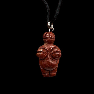 Brecciated Jasper Stone Goddess Pendant Necklace | 3/4' Long | Red | 1 Pendant |