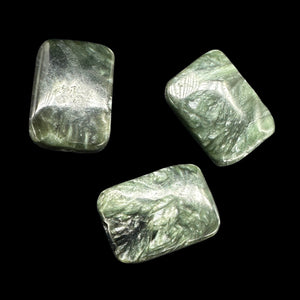 3 Sultry Green Seraphinite 14x10x4mm Rectangle Focal Beads 8688