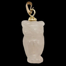 Load image into Gallery viewer, Rose Quartz Owl Pendant Necklace | Semi Precious Stone Jewelry | 14k gf Pendant|

