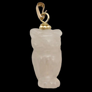 Rose Quartz Owl Pendant Necklace | Semi Precious Stone Jewelry | 14k gf Pendant|