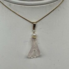 Load image into Gallery viewer, Rose Quartz Lily Flower and Pearl 14K Gold Filled Pendant | 1&quot; Long |

