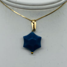 Load image into Gallery viewer, Hand Carved Dumortierite Star Pendant 14K Gold Filled Blue Gemstone 1in
