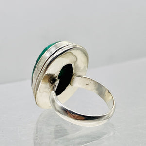 Gemstone Oval Malachite Sterling Silver Ring | Size 7 | Green | 1 Ring |