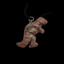 Load image into Gallery viewer, Rhodonite Tyrannosaurus Rex Dinosaur Pendant Necklace | 3/4&#39; Long | Pink White |

