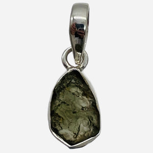 Moldavite 8.11ct Sterling Silver Oval Pendant | 7/8" Long | Green | 1 Pendant |