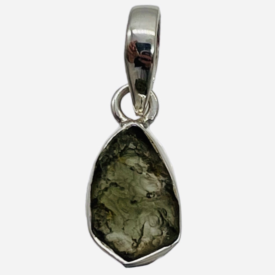 Moldavite 8.11ct Sterling Silver Oval Pendant | 7/8