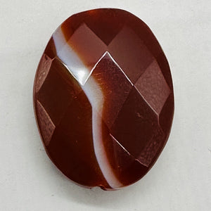 Faceted Red Orange Sardonyx 30x22mm Pendant Bead 6767