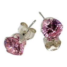 Load image into Gallery viewer, October Birthstone Shine 5mm Pink Cubic Zircon Sterling Silver Earrings
