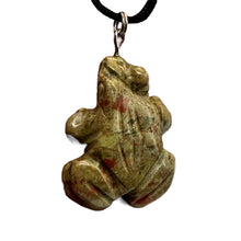 Load image into Gallery viewer, Unakite Stone Frog Pendant Necklace |1 1/4&quot; Long | Green, Pink | 1 Pendant |
