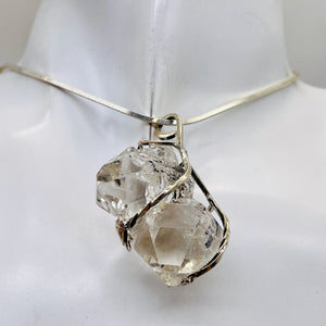 Twin Herkimer Diamond Faceted Infinity Pendant | 1 3/4" Long| Clear | 1 Pendant|