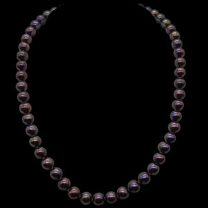 Huge 8mm Purple Magenta Freshwater Pearl and 14Kgf 18 inch Necklace 202843