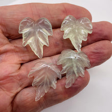 Load image into Gallery viewer, Carved Serpentine New Jade Leaf Bead Set | 28x23x4 to 24x24x4mm | 4 Beads |
