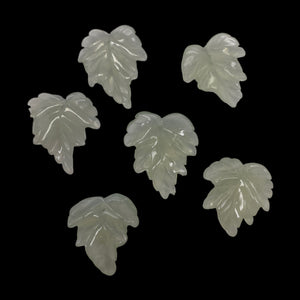 Serpentine New Jade Leaf Beads | 25x23x4 to 24x23x4mm | Light Mint | 6 Beads |