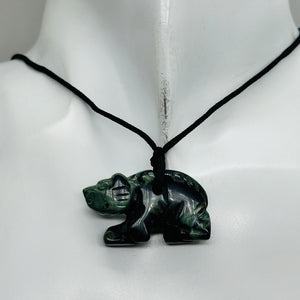 Kambaba Stone Panda Bear Pendant Necklace | 3/4' Long | Green, Black | 1 Pendant
