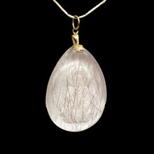Load image into Gallery viewer, Reverse Carved Quan Yin Goddess Rutilated Quartz 14Kgf Pendant | 40x29x8mm |
