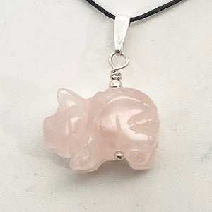 Piggie! Rose Quartz Pig Solid Sterling Silver Pendant 509274RQS - PremiumBead Alternate Image 3