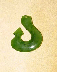 Hand Carved Genuine Jade Maori 34x30mm Fishhook Pendant Bead 5719R - PremiumBead Alternate Image 3