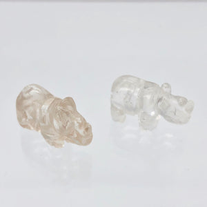 2 Quartz Hand Carved Rhinoceros Beads, 21x13x10mm, Clear 009275QZ | 21x13x10mm | Clear - PremiumBead Alternate Image 2
