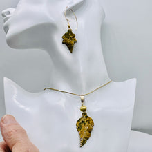 Load image into Gallery viewer, Jasper 14K Gold Filled Set Leaf | 2 1/2&quot; Long | Tan | 1 Earrings and Pendant |
