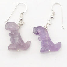 Load image into Gallery viewer, Amethyst Tyrannosaurus Rex Sterling Silver Drop Earrings| 1.5&quot; Long | Purple |
