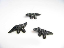 Load image into Gallery viewer, Gators 2 Carved Hematite Alligator Beads | 28x14x7mm | Silver black - PremiumBead Primary Image 1
