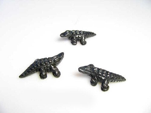 Gators 2 Carved Hematite Alligator Beads | 28x14x7mm | Silver black - PremiumBead Primary Image 1