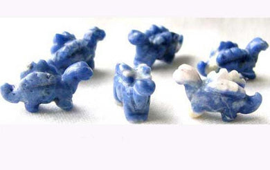 Dinosaur 2 Carved Sodalite Stegosaurus Beads | 21x11x8mm | Blue white - PremiumBead Primary Image 1