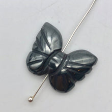 Load image into Gallery viewer, Iron Butterfly 2 Hand Carved Hematite Butterfly Beads | 21x18x5mm | Silver black - PremiumBead Alternate Image 3
