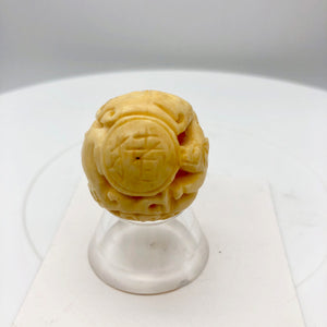 Carved Chinese Zodiac Year of the Pig Water Buffalo Bone Bead |30mm|Cream| 1 Bd| - PremiumBead Alternate Image 4