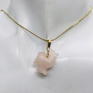 Rose Quartz Rooster Pendant Necklace