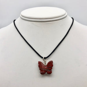 Flutter Carved Brecciated Jasper Butterfly and Sterling Silver Pendant 509256BJS - PremiumBead Alternate Image 3
