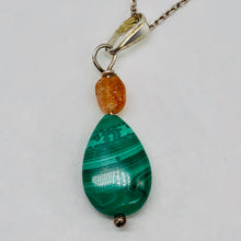 Load image into Gallery viewer, Pink Topaz and Malachite Sterling Silver Pendant | 1 3/8&quot; Long | Green/Pink | 1|
