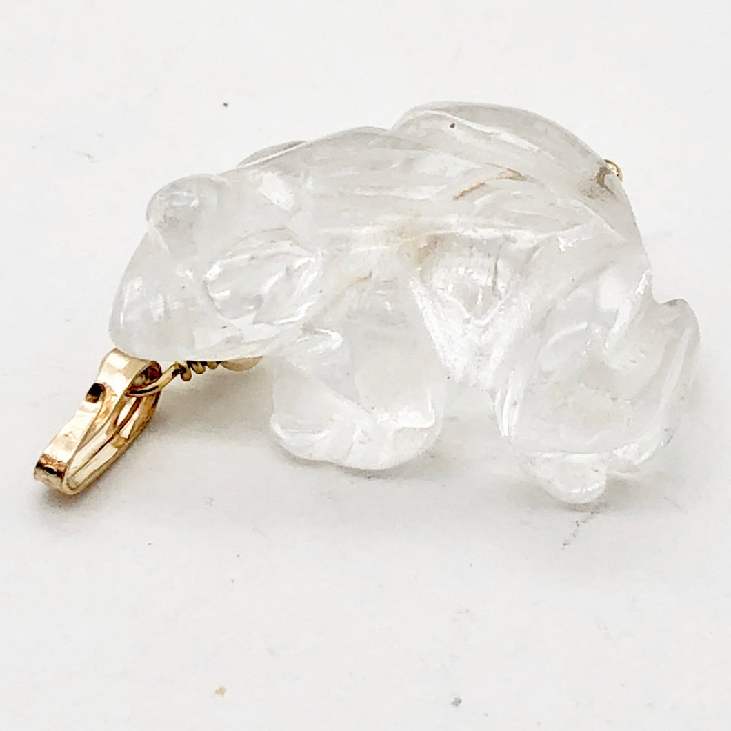 Quartz Frog Pendant Necklace | Semi Precious Stone Jewelry | 14k Pendant