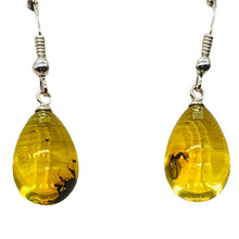 Load image into Gallery viewer, Amber Ovaloid Sterling Silver Earrings | 1 1/4&quot; Long | Yellow | 1 Pair |
