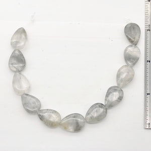 Tourmalated Quartz Teardrop Bead Half-Strand | 18x12x7 | Gray | 12 Beads