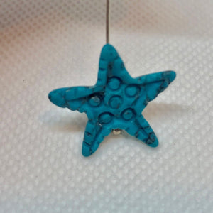 Carved Howlite Starfish Pendant Beads | 19.5x19x5.5mm | Turquoise - PremiumBead Alternate Image 3