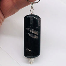Load image into Gallery viewer, Hypersthene, Flat Rounded Rectangle Dangle Pendant| 2 1/2 &#39; Long | Black/Silver|
