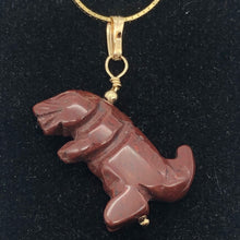 Load image into Gallery viewer, Red Jasper T- Rex Pendant Necklace|Semi Precious Stone Jewelry| 14k gf Pendant | - PremiumBead Alternate Image 5
