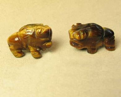 Blessing 2 Tiger's Eye Hand Carved Bison / Buffalo Beads | 21x14x8mm | Golden Brown - PremiumBead Primary Image 1