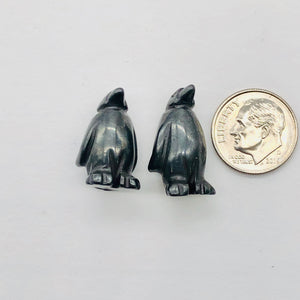 March of The Penguins Carved Hematite FIGURINE