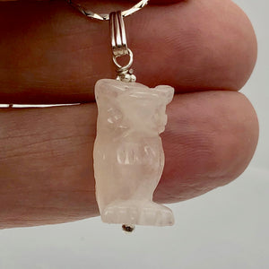 Rose Quartz Owl Pendant Necklace | Semi Precious Stone Jewelry | Sterling Silver - PremiumBead Alternate Image 3