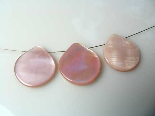 3 Premium Pink Mother of Pearl Shell 18x15.5mm Briolette Beads 004362P - PremiumBead Primary Image 1