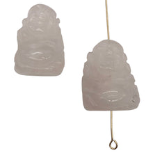 Load image into Gallery viewer, Namaste 2 Hand Carved Rose Quartz Buddha Beads | 19x15x9mm | Pink
