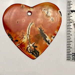 Limbcast Agate Heart Bead | 29x28x3mm | Orange/Green/Clear | Heart | 1 Bead | - PremiumBead Alternate Image 3
