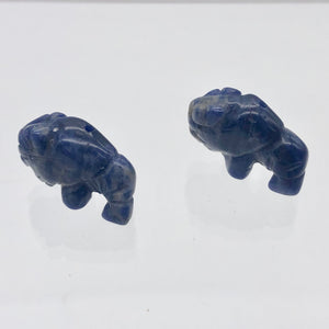 Charge! Sodalite Hand Carved Bison / Buffalo Figurine | 21x14x8mm | Blue White