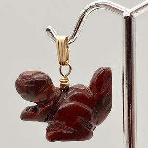 Jasper Squirrel Pendant Necklace | Semi Precious Stone Jewelry | 14k gf Pendant